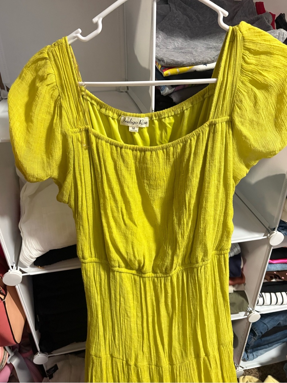 Indigo Rose Yellow Midi Dress